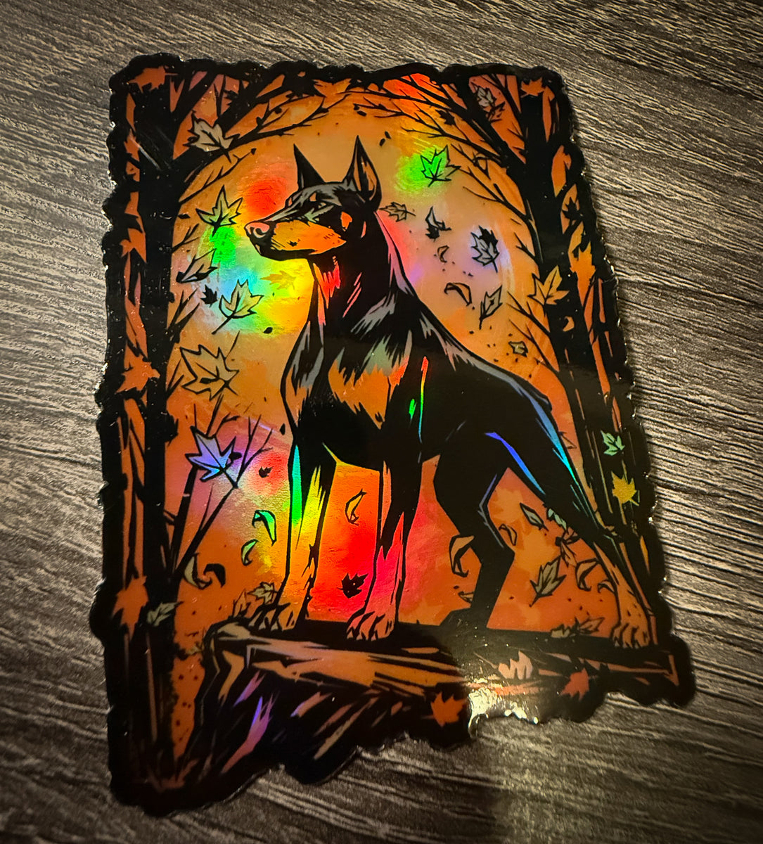Autumn Doberman Holographic Sticker – Defcon Propaganda